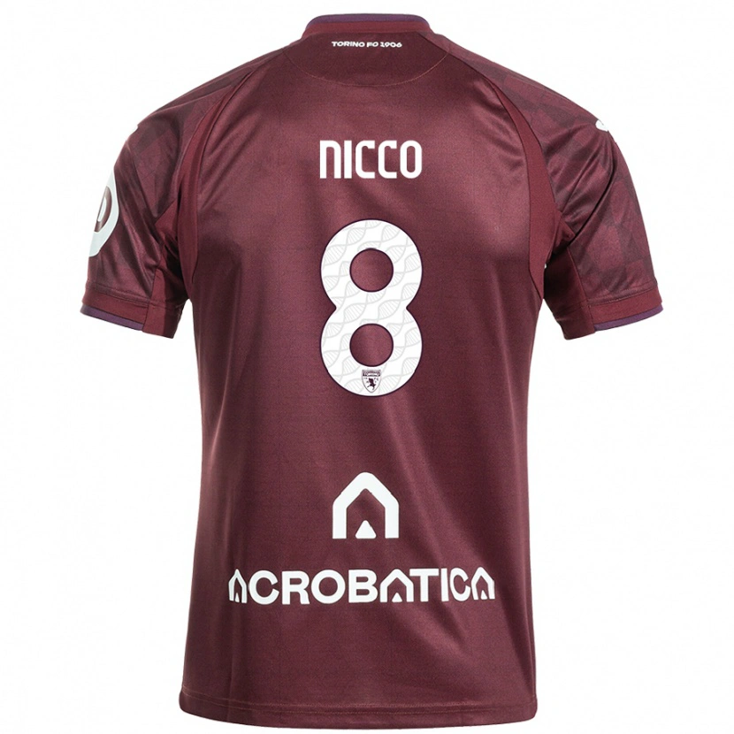 Danxen Niño Camiseta Giada Nicco #8 Granate Blanco 1ª Equipación 2024/25 La Camisa México