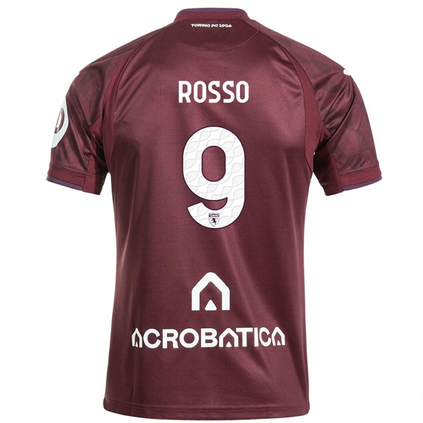 Danxen Niño Camiseta Eleonora Rosso #9 Granate Blanco 1ª Equipación 2024/25 La Camisa México