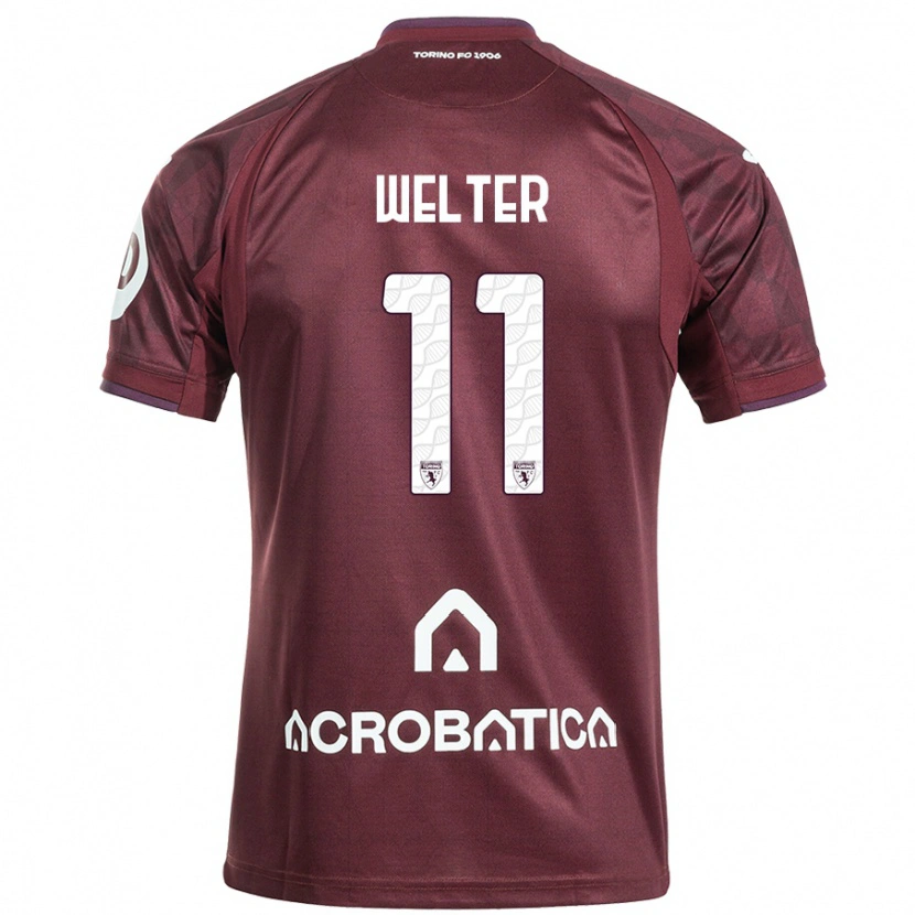 Danxen Niño Camiseta Francesca Welter #11 Granate Blanco 1ª Equipación 2024/25 La Camisa México