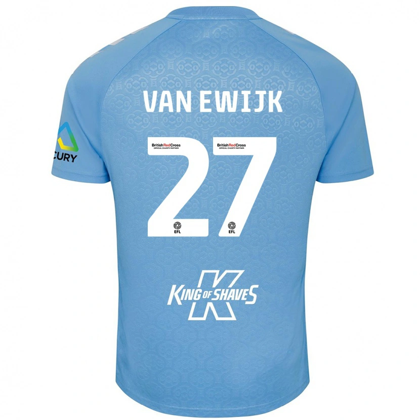 Danxen Niño Camiseta Milan Van Ewijk #27 Azul Blanco 1ª Equipación 2024/25 La Camisa México