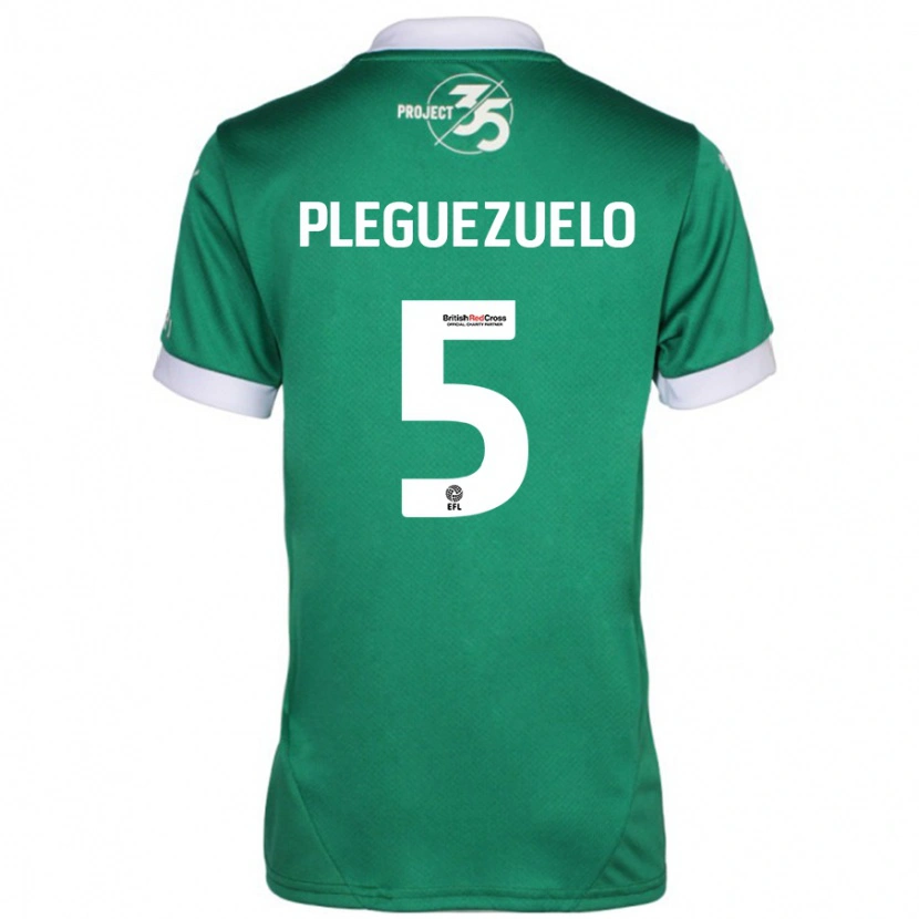 Danxen Niño Camiseta Julio Pleguezuelo #5 Verde Blanco 1ª Equipación 2024/25 La Camisa México