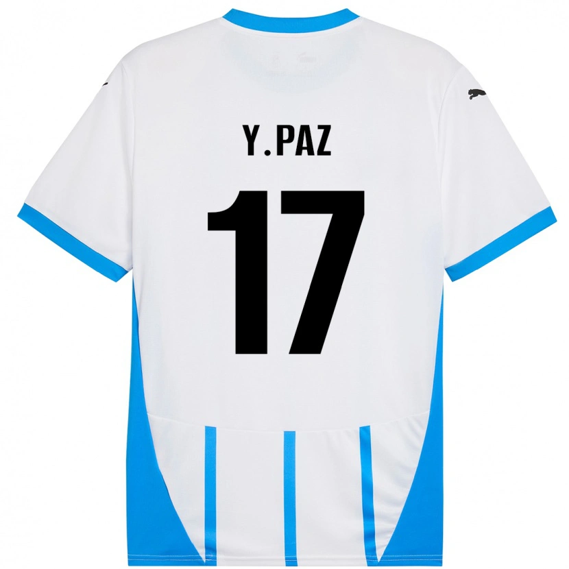 Danxen Niño Camiseta Yeferson Paz #17 Blanco Azul 2ª Equipación 2024/25 La Camisa México