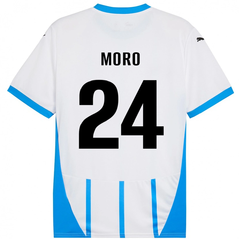 Danxen Niño Camiseta Luca Moro #24 Blanco Azul 2ª Equipación 2024/25 La Camisa México