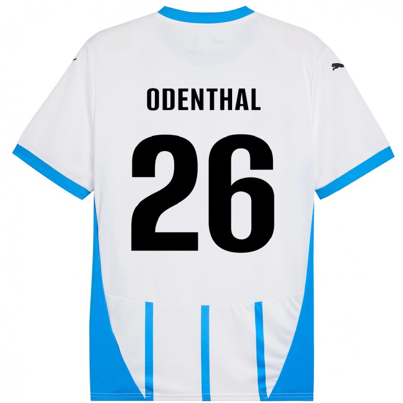 Danxen Niño Camiseta Cas Odenthal #26 Blanco Azul 2ª Equipación 2024/25 La Camisa México