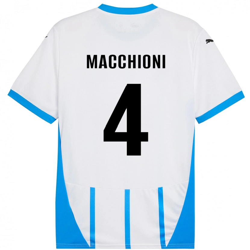 Danxen Niño Camiseta Tommaso Macchioni #4 Blanco Azul 2ª Equipación 2024/25 La Camisa México