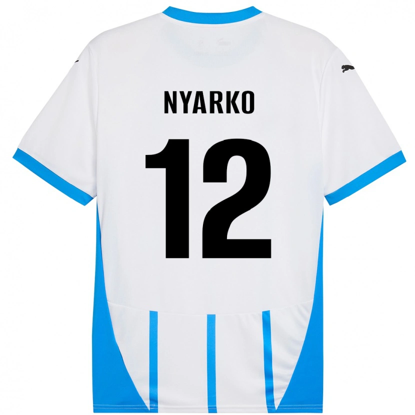 Danxen Niño Camiseta Lorenzo Nyarko #12 Blanco Azul 2ª Equipación 2024/25 La Camisa México