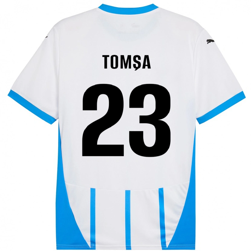 Danxen Niño Camiseta Troy Tomșa #23 Blanco Azul 2ª Equipación 2024/25 La Camisa México