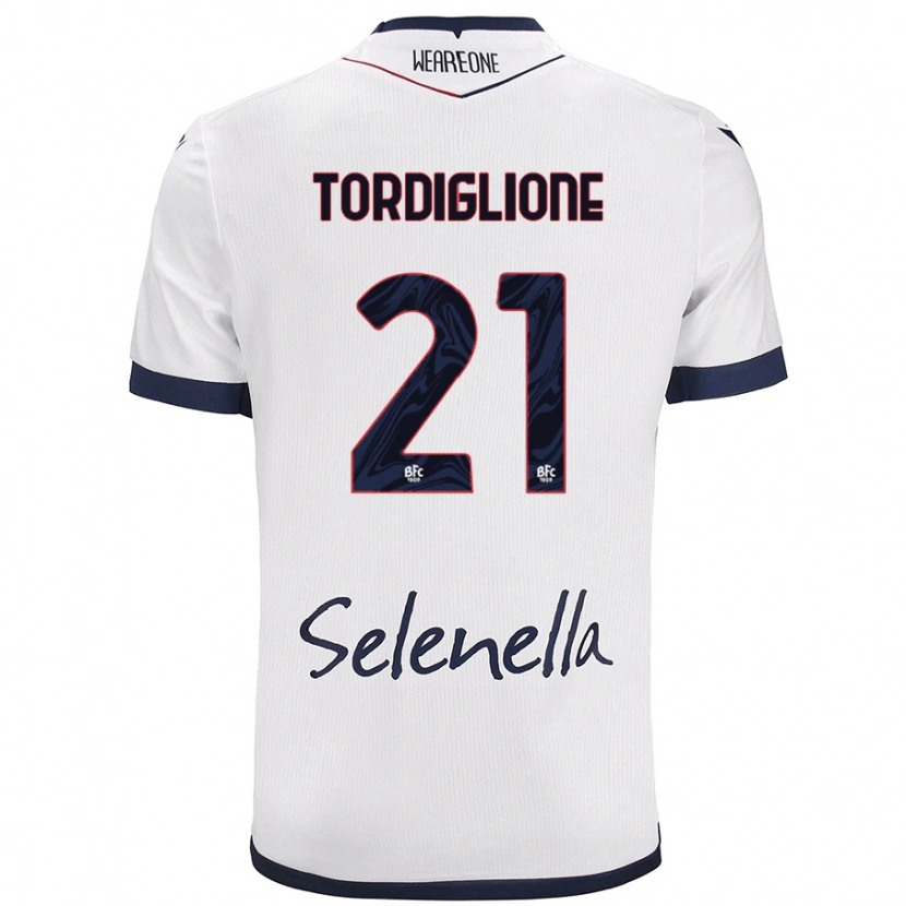 Danxen Niño Camiseta Nicolò Tordiglione #21 Blanco Azul Real 2ª Equipación 2024/25 La Camisa México