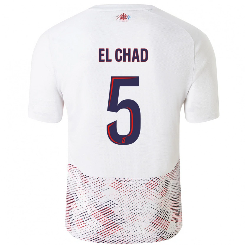 Danxen Niño Camiseta Nesryne El Chad #5 Blanco Azul Real 2ª Equipación 2024/25 La Camisa México
