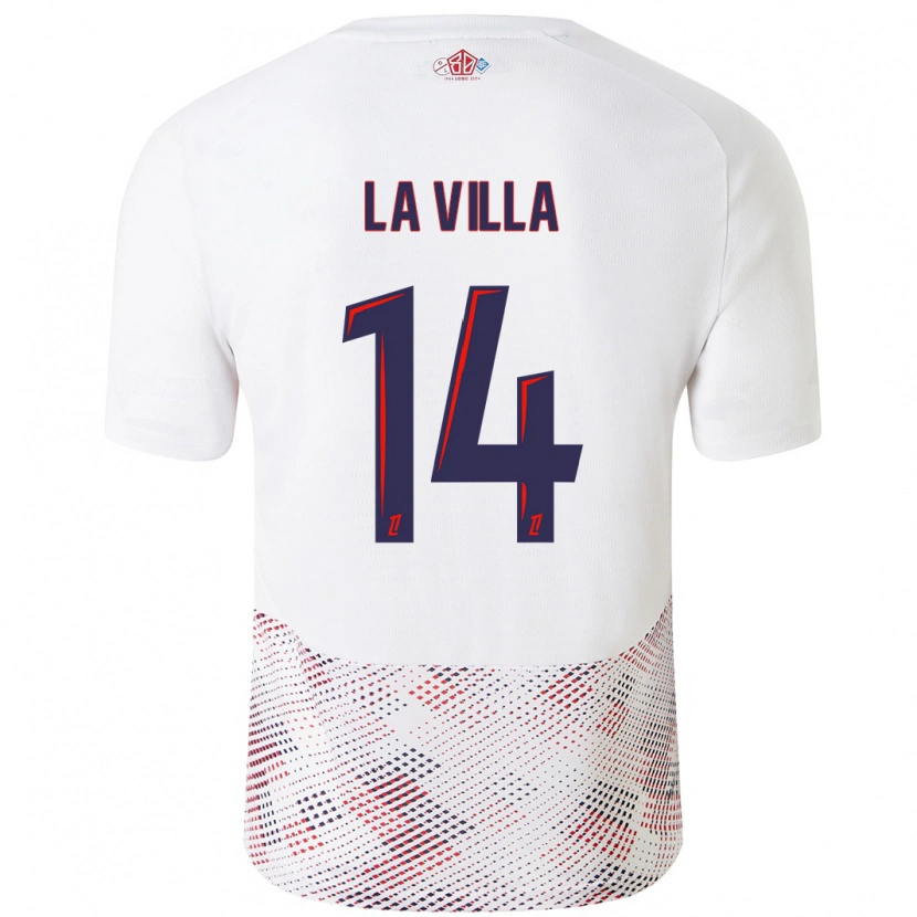 Danxen Niño Camiseta Caroline La Villa #14 Blanco Azul Real 2ª Equipación 2024/25 La Camisa México
