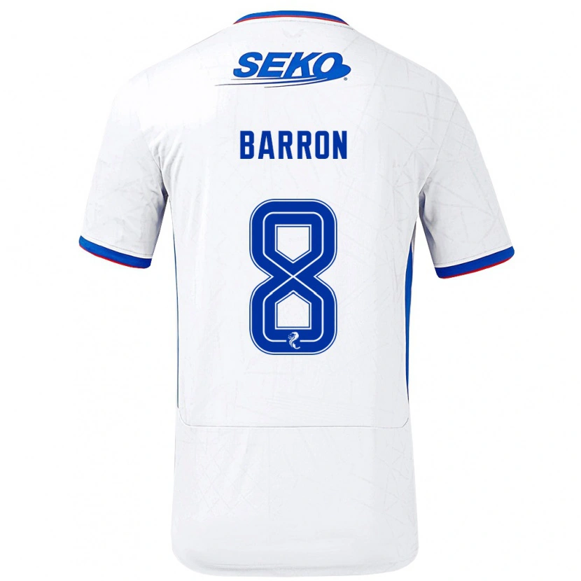 Danxen Niño Camiseta Connor Barron #8 Blanco Azul 2ª Equipación 2024/25 La Camisa México