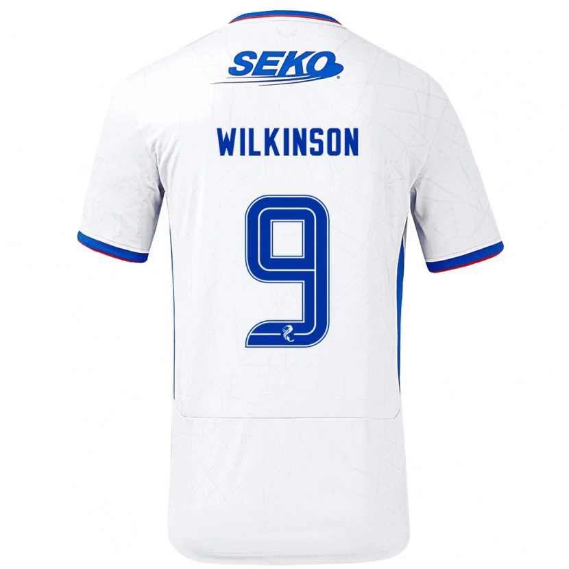 Danxen Niño Camiseta Katie Wilkinson #9 Blanco Azul 2ª Equipación 2024/25 La Camisa México