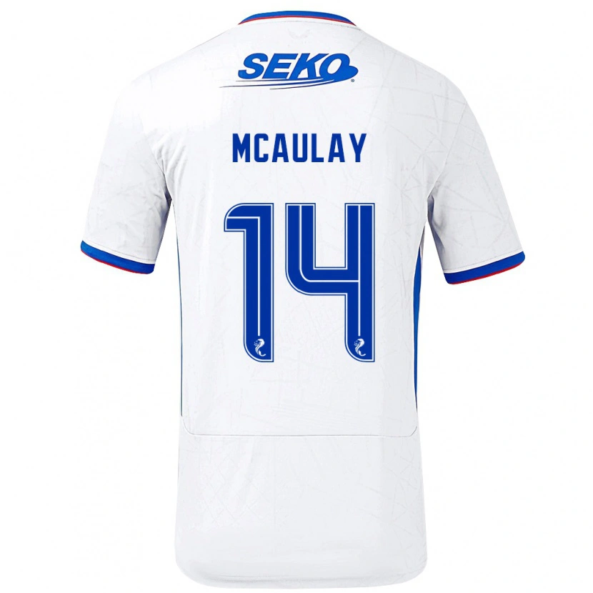 Danxen Niño Camiseta Mia Mcaulay #14 Blanco Azul 2ª Equipación 2024/25 La Camisa México