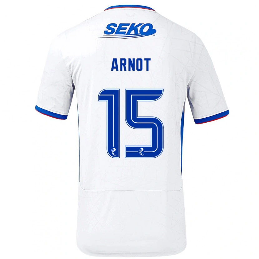 Danxen Niño Camiseta Lizzie Arnot #15 Blanco Azul 2ª Equipación 2024/25 La Camisa México