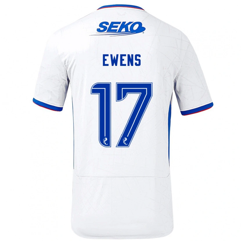 Danxen Niño Camiseta Sarah Ewens #17 Blanco Azul 2ª Equipación 2024/25 La Camisa México