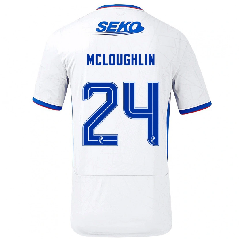Danxen Niño Camiseta Olivia Mcloughlin #24 Blanco Azul 2ª Equipación 2024/25 La Camisa México