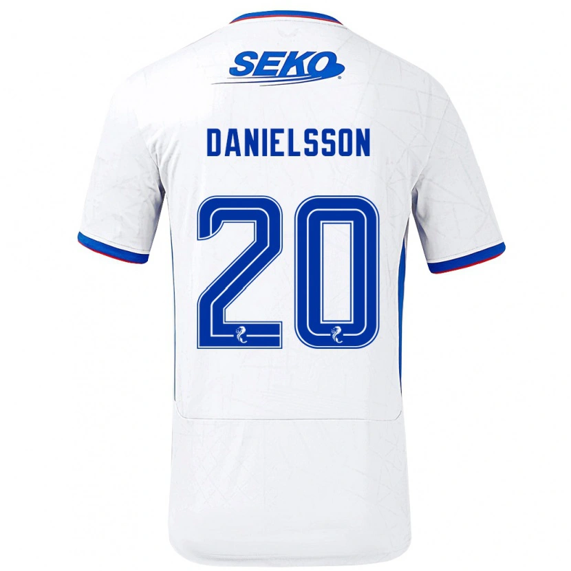 Danxen Niño Camiseta Jenny Julia Danielsson #20 Blanco Azul 2ª Equipación 2024/25 La Camisa México