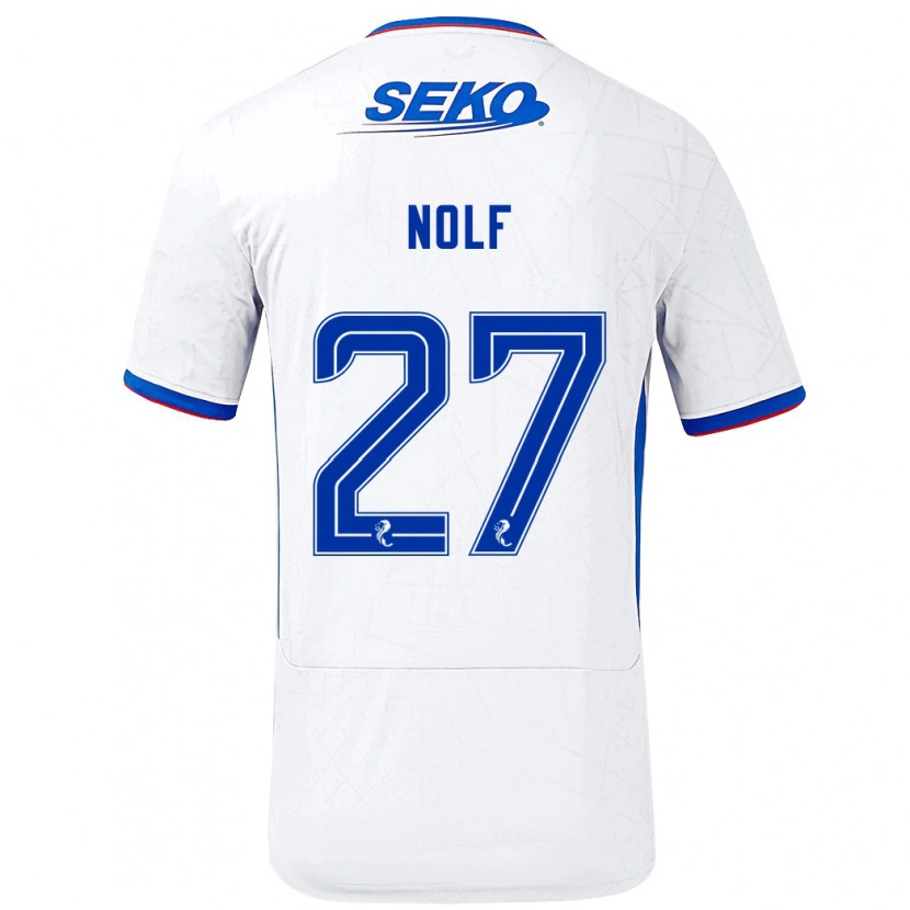 Danxen Niño Camiseta Madeline Nolf #27 Blanco Azul 2ª Equipación 2024/25 La Camisa México