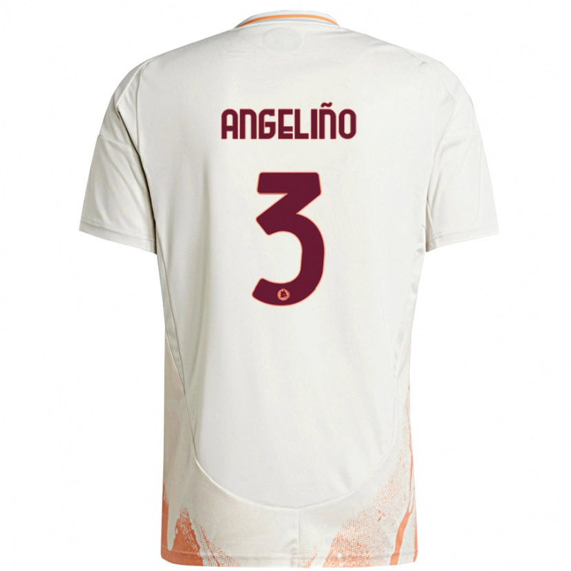 Danxen Niño Camiseta Angeliño #3 Crema Blanco Naranja 2ª Equipación 2024/25 La Camisa México
