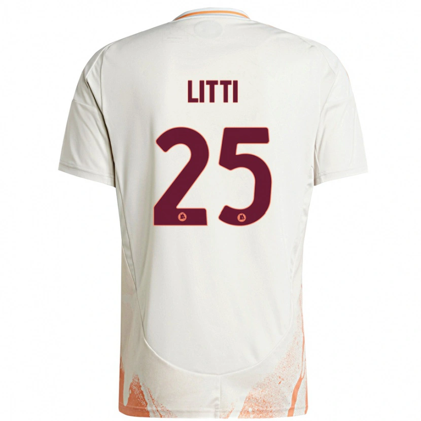 Danxen Niño Camiseta Marco Litti #25 Crema Blanco Naranja 2ª Equipación 2024/25 La Camisa México