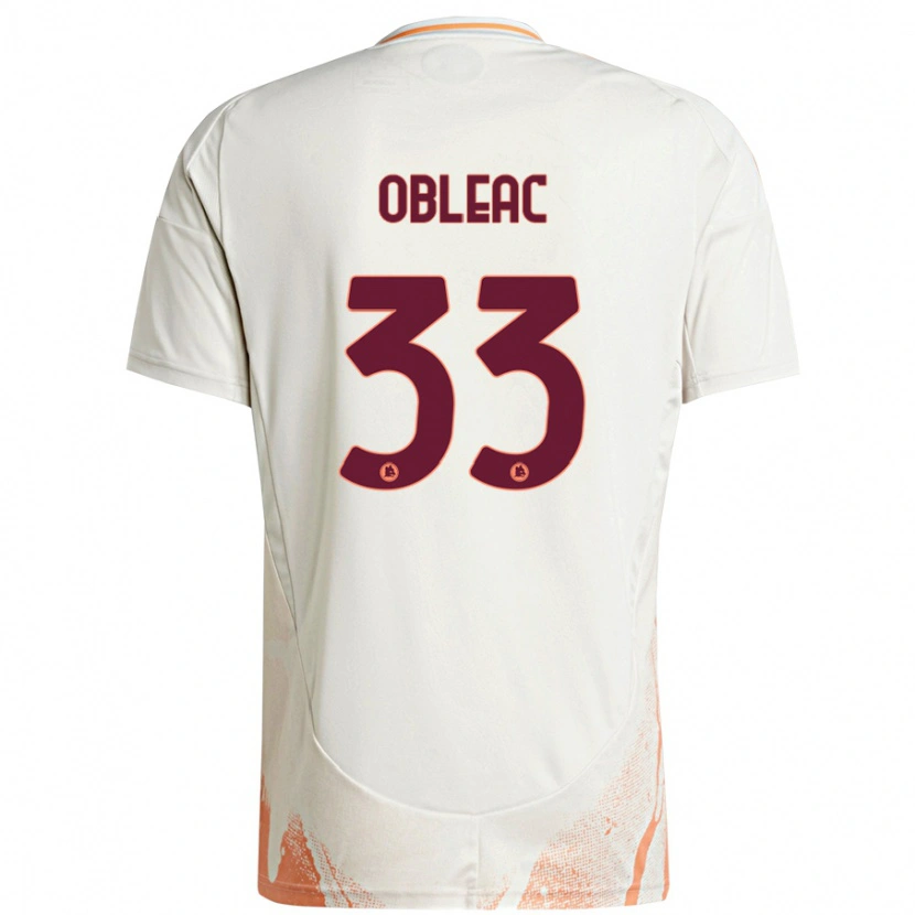 Danxen Niño Camiseta Matteo Obleac #33 Crema Blanco Naranja 2ª Equipación 2024/25 La Camisa México