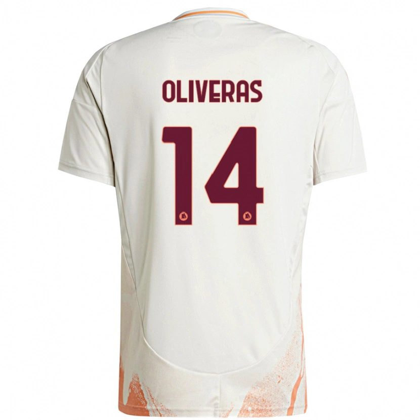 Danxen Niño Camiseta Jan Oliveras #14 Crema Blanco Naranja 2ª Equipación 2024/25 La Camisa México