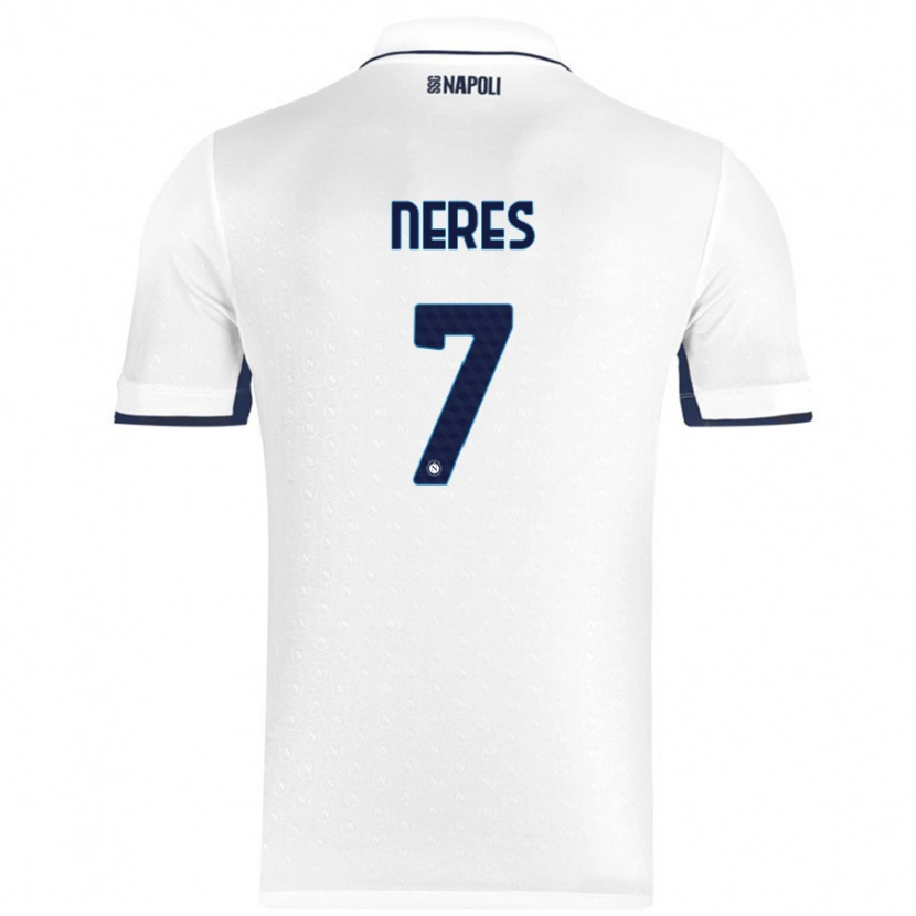 Danxen Niño Camiseta David Neres #7 Blanco Azul Real 2ª Equipación 2024/25 La Camisa México