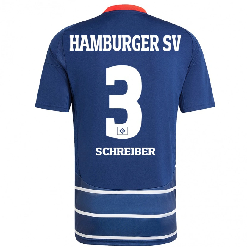 Danxen Niño Camiseta David Schreiber #3 Azul Oscuro 2ª Equipación 2024/25 La Camisa México