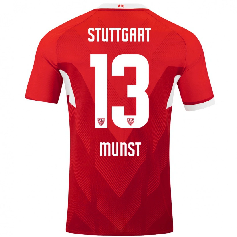 Danxen Niño Camiseta Leonhard Münst #13 Rojo Blanco 2ª Equipación 2024/25 La Camisa México