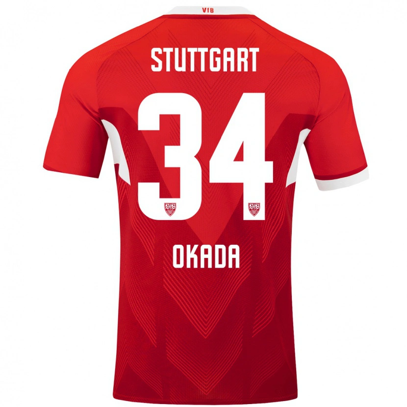 Danxen Niño Camiseta Rei Okada #34 Rojo Blanco 2ª Equipación 2024/25 La Camisa México