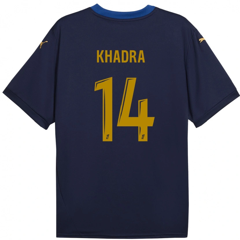 Danxen Niño Camiseta Reda Khadra #14 Azul Marino Dorado 2ª Equipación 2024/25 La Camisa México