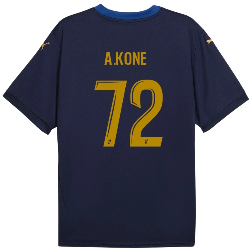 Danxen Niño Camiseta Amadou Koné #72 Azul Marino Dorado 2ª Equipación 2024/25 La Camisa México