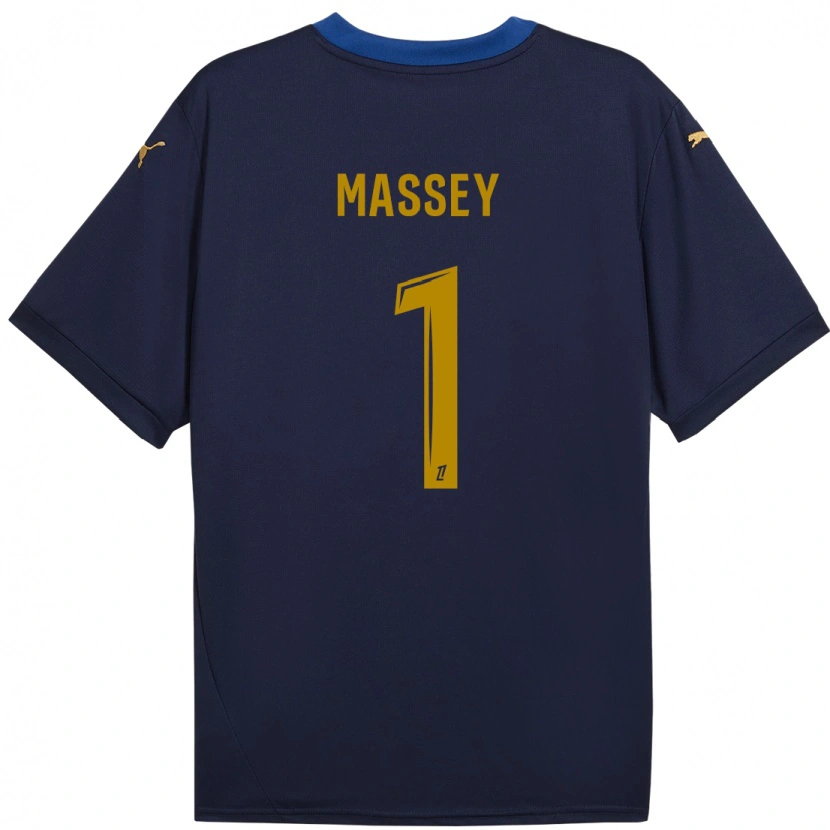 Danxen Niño Camiseta Kayza Massey #1 Azul Marino Dorado 2ª Equipación 2024/25 La Camisa México