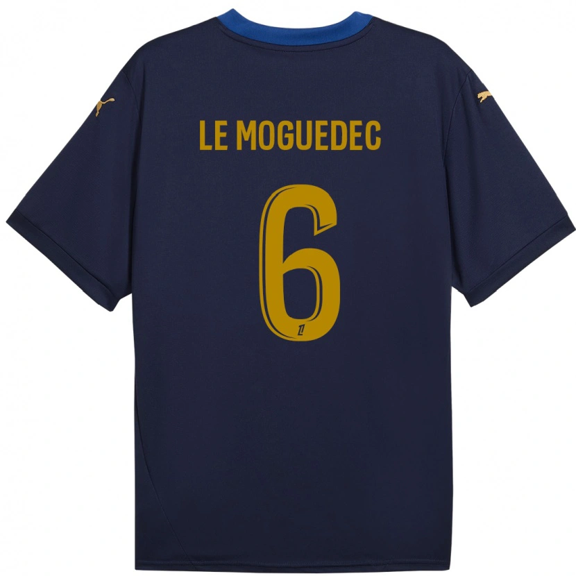 Danxen Niño Camiseta Anaële Le Moguédec #6 Azul Marino Dorado 2ª Equipación 2024/25 La Camisa México