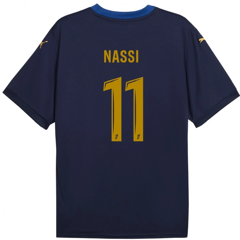 Danxen Niño Camiseta Jade Nassi #11 Azul Marino Dorado 2ª Equipación 2024/25 La Camisa México