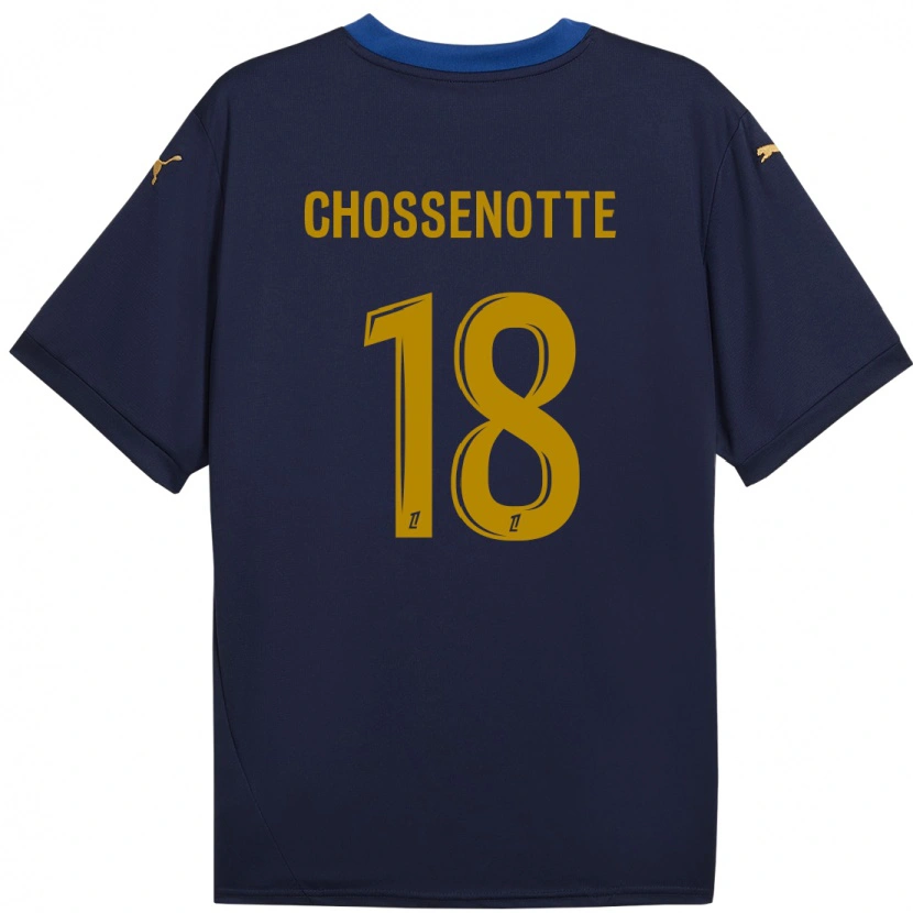 Danxen Niño Camiseta Shana Chossenotte #18 Azul Marino Dorado 2ª Equipación 2024/25 La Camisa México