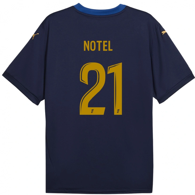 Danxen Niño Camiseta Léa Notel #21 Azul Marino Dorado 2ª Equipación 2024/25 La Camisa México