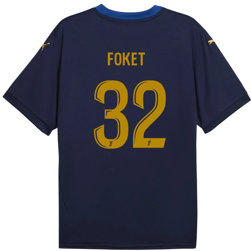Danxen Niño Camiseta Thomas Foket #32 Azul Marino Dorado 2ª Equipación 2024/25 La Camisa México