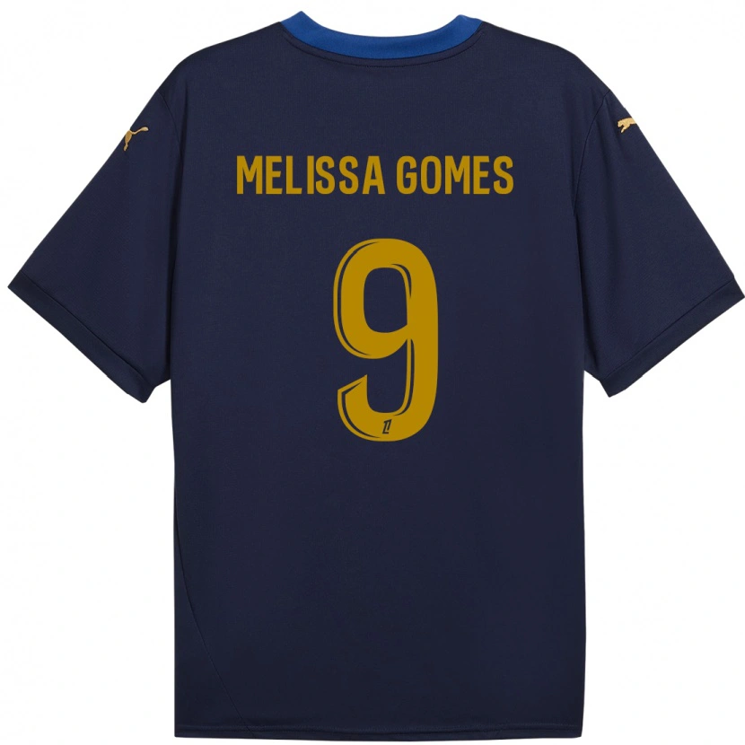 Danxen Niño Camiseta Melissa Ferreira Gomes #9 Azul Marino Dorado 2ª Equipación 2024/25 La Camisa México