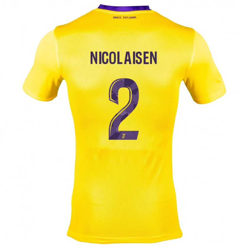 Danxen Niño Camiseta Rasmus Nicolaisen #2 Amarillo Morado 2ª Equipación 2024/25 La Camisa México