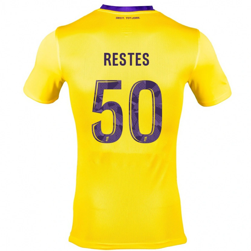 Danxen Niño Camiseta Guillaume Restes #50 Amarillo Morado 2ª Equipación 2024/25 La Camisa México