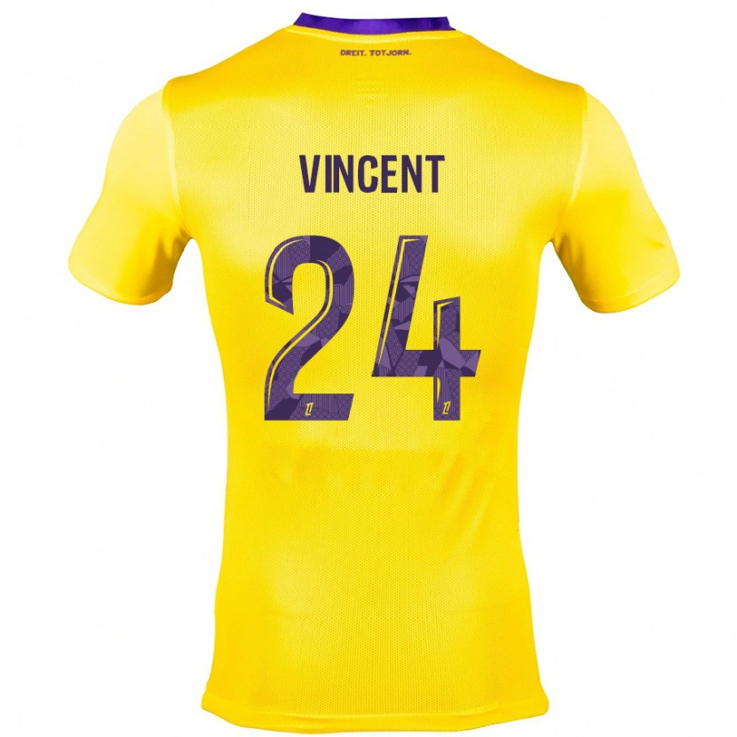 Danxen Niño Camiseta Magalie Vincent #24 Amarillo Morado 2ª Equipación 2024/25 La Camisa México