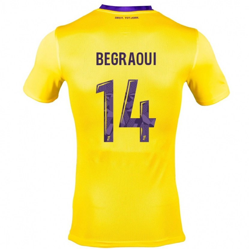 Danxen Niño Camiseta Yanis Begraoui #14 Amarillo Morado 2ª Equipación 2024/25 La Camisa México