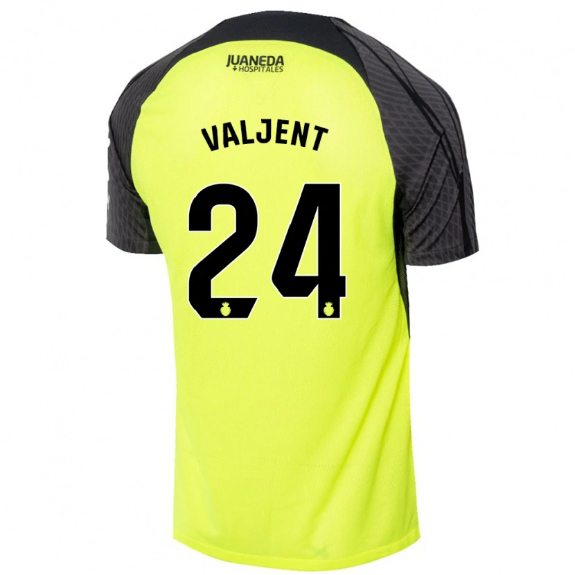 Danxen Niño Camiseta Martin Valjent #24 Verde Fluorescente Negro 2ª Equipación 2024/25 La Camisa México