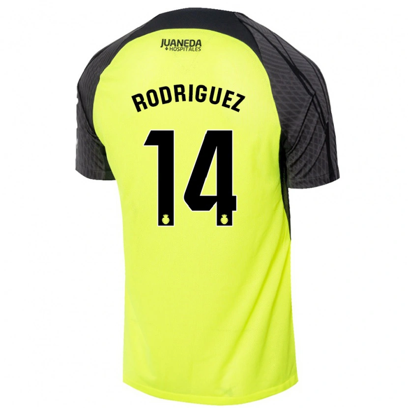Danxen Niño Camiseta Diego Rodríguez #14 Verde Fluorescente Negro 2ª Equipación 2024/25 La Camisa México