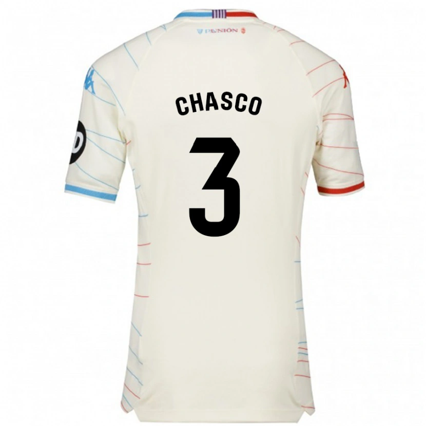 Danxen Niño Camiseta Raúl Chasco #3 Blanco Rojo Azul 2ª Equipación 2024/25 La Camisa México