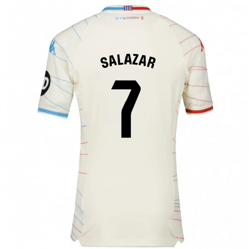 Danxen Niño Camiseta Israel Salazar #7 Blanco Rojo Azul 2ª Equipación 2024/25 La Camisa México