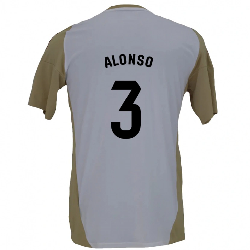 Danxen Niño Camiseta Julio Alonso #3 Marrón Blanco 2ª Equipación 2024/25 La Camisa México