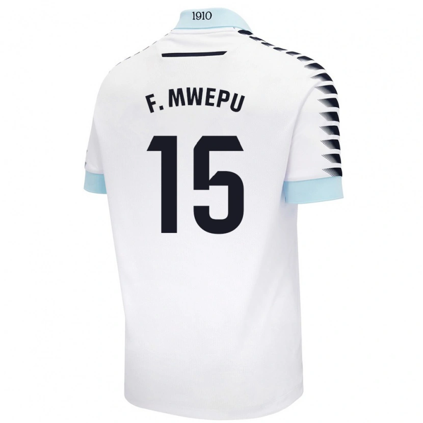Danxen Niño Camiseta Francisco Mwepu #15 Blanco Azul 2ª Equipación 2024/25 La Camisa México