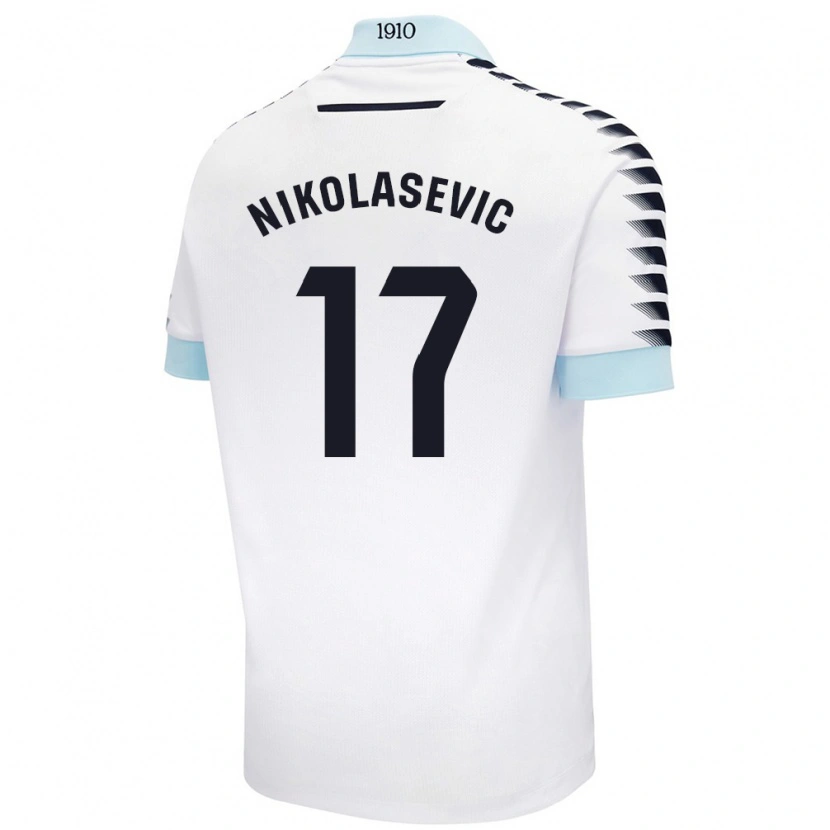 Danxen Niño Camiseta Mirko Nikolasevic #17 Blanco Azul 2ª Equipación 2024/25 La Camisa México